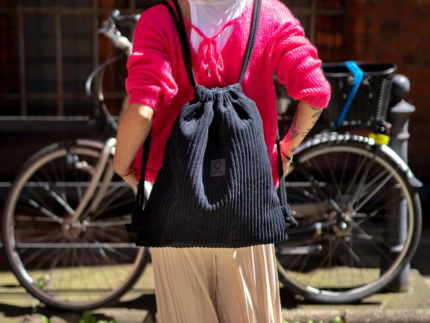 Packman Black Thick Cord Plecak Damski