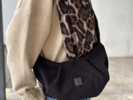 Black Thin Cord Nerka Torebka Damska