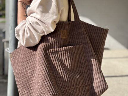 Traveller Warm Brown Thick Cord Beige Torebka Damska