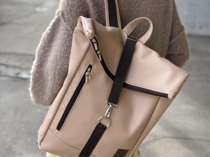 Warm Beige&Brown Backpack Plecak Miejski - NOW!